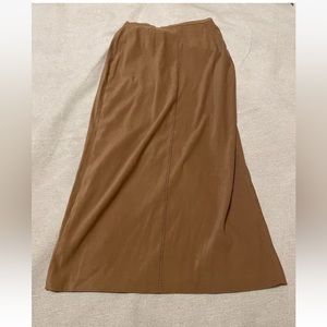 Studio C Women's Skirt 8 Light Brown Tan Slit Long Skirt